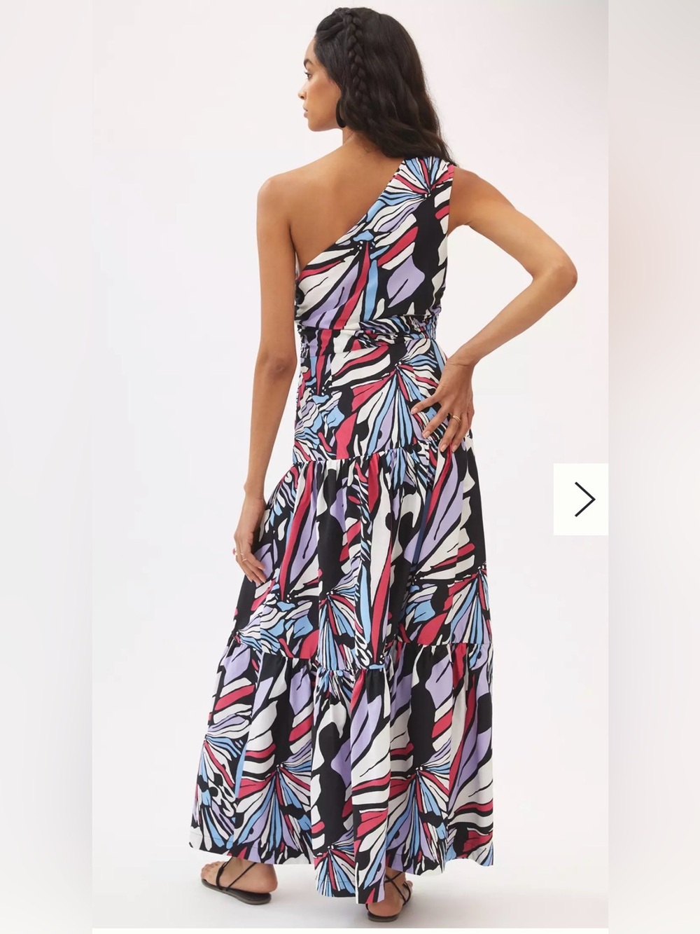 ANTHROPOLOGIE MAEVE ONE SHOULDER PRINTED MIDI DRESS NWT SIZE 12 - Picture 4 of 16